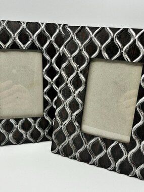 New View Faux Wood Metal Picture Frames Set of 2 8x10 (4x6) Fret Design